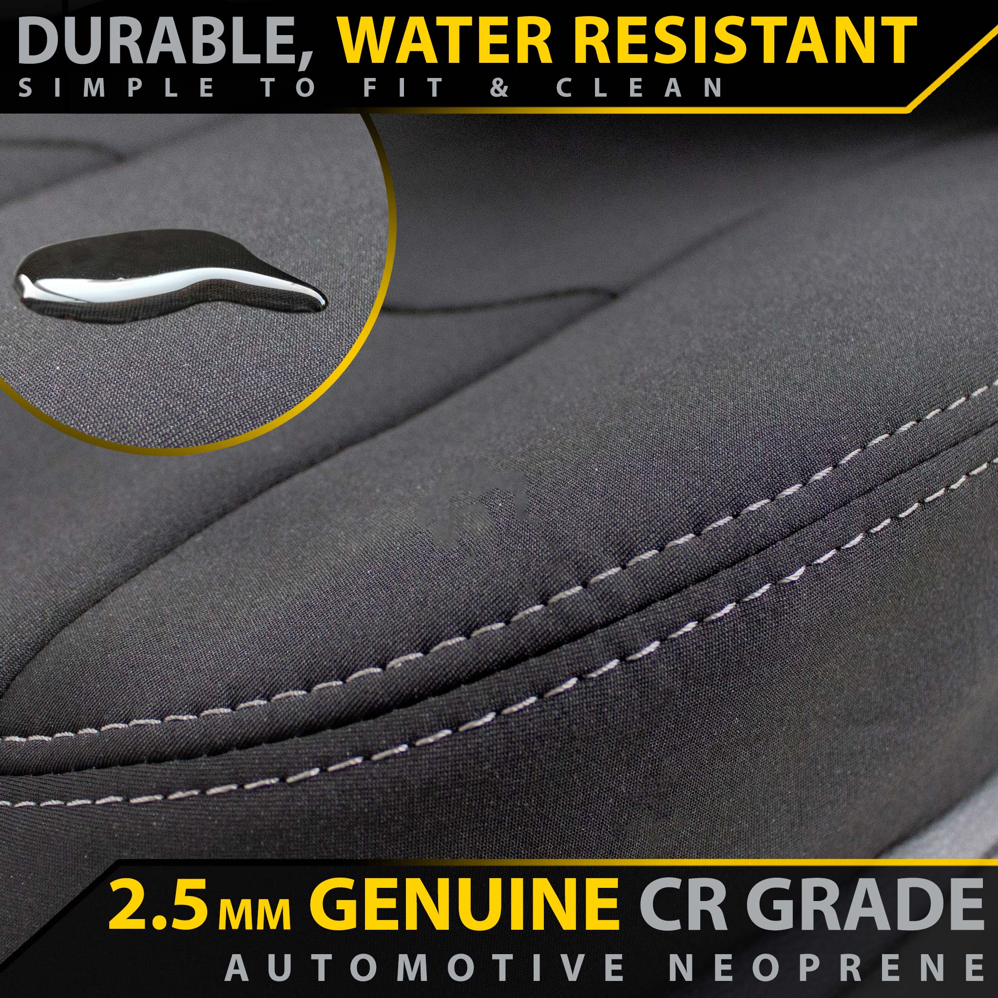 Toyota HiLux 8th Gen 2x Integrated Headrest Neoprene Front Row Seat Covers