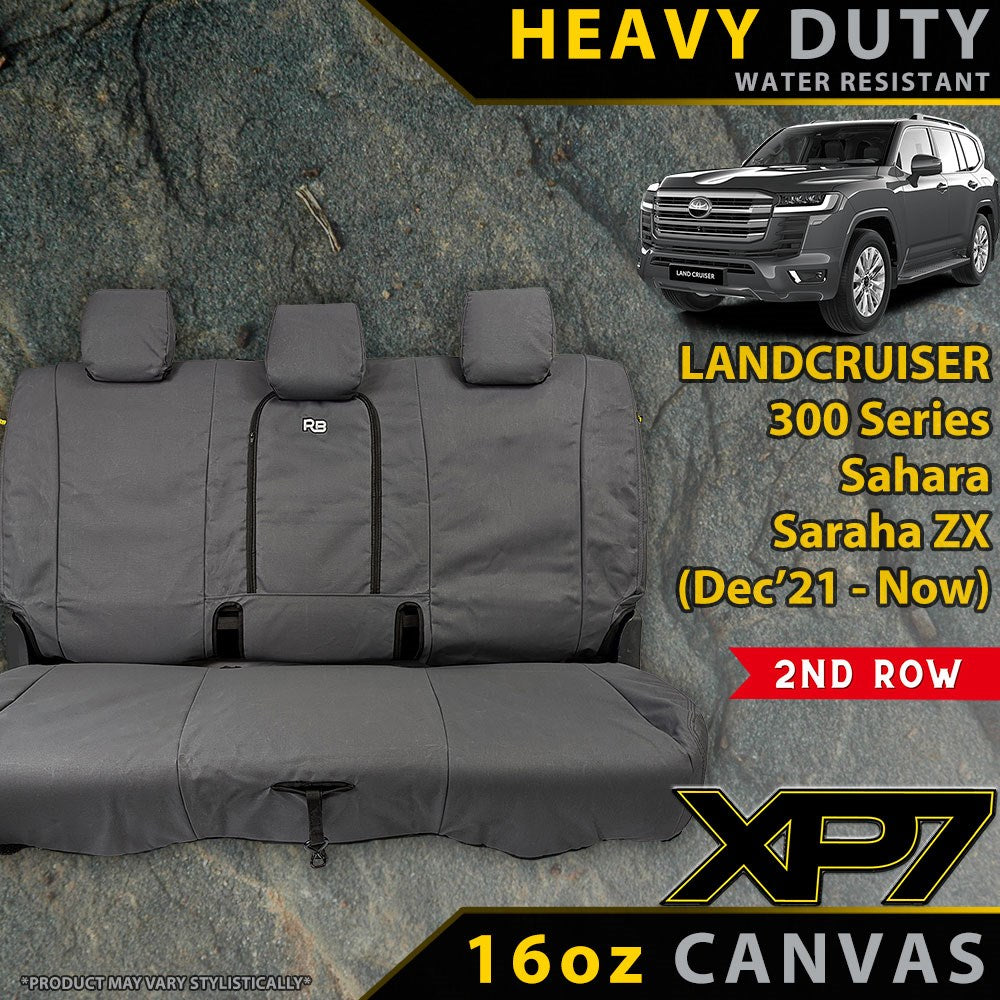 Razorback 4x4 XP7 Heavy Duty Canvas Rear Row Seat Covers suitable for a Toyota Landcruiser 300 Series Sahara/Sahara ZX (Made to Order)