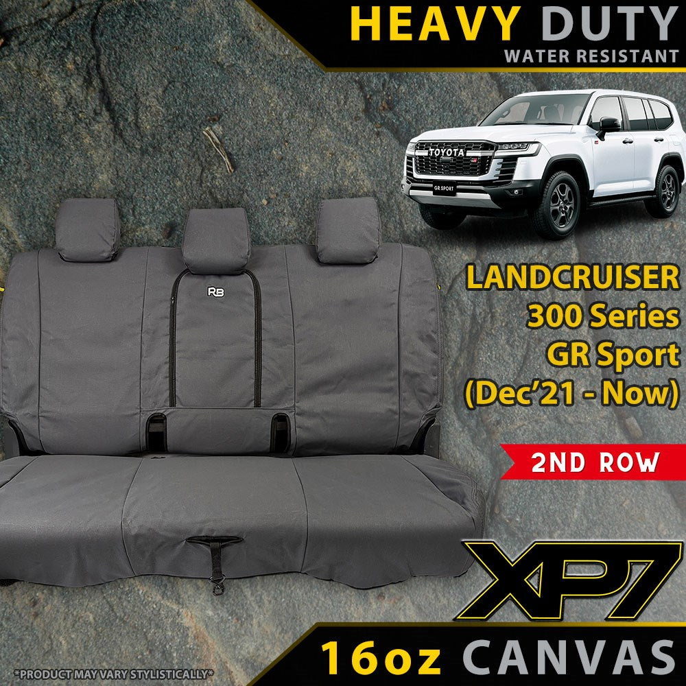 Razorback 4x4 XP7 Heavy Duty Canvas Rear Row Seat Covers suitable for a Toyota Landcruiser 300 Series GR Sport (Made to Order)