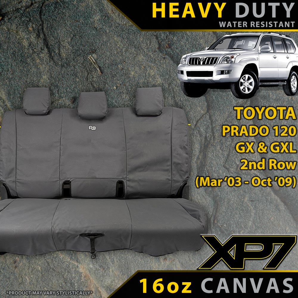 Razorback 4x4 XP7 Heavy Duty Canvas Rear Row Seat Covers suitable for a Toyota Prado 120 GX & GXL (Made to Order)
