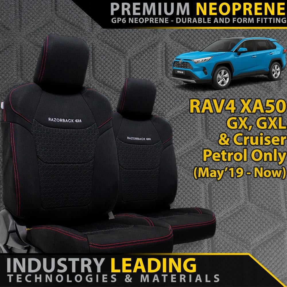 Toyota RAV4 XA50 GX/GXL/Cruiser Petrol Premium Neoprene 2x Front Row Seat Covers (Made to Order)