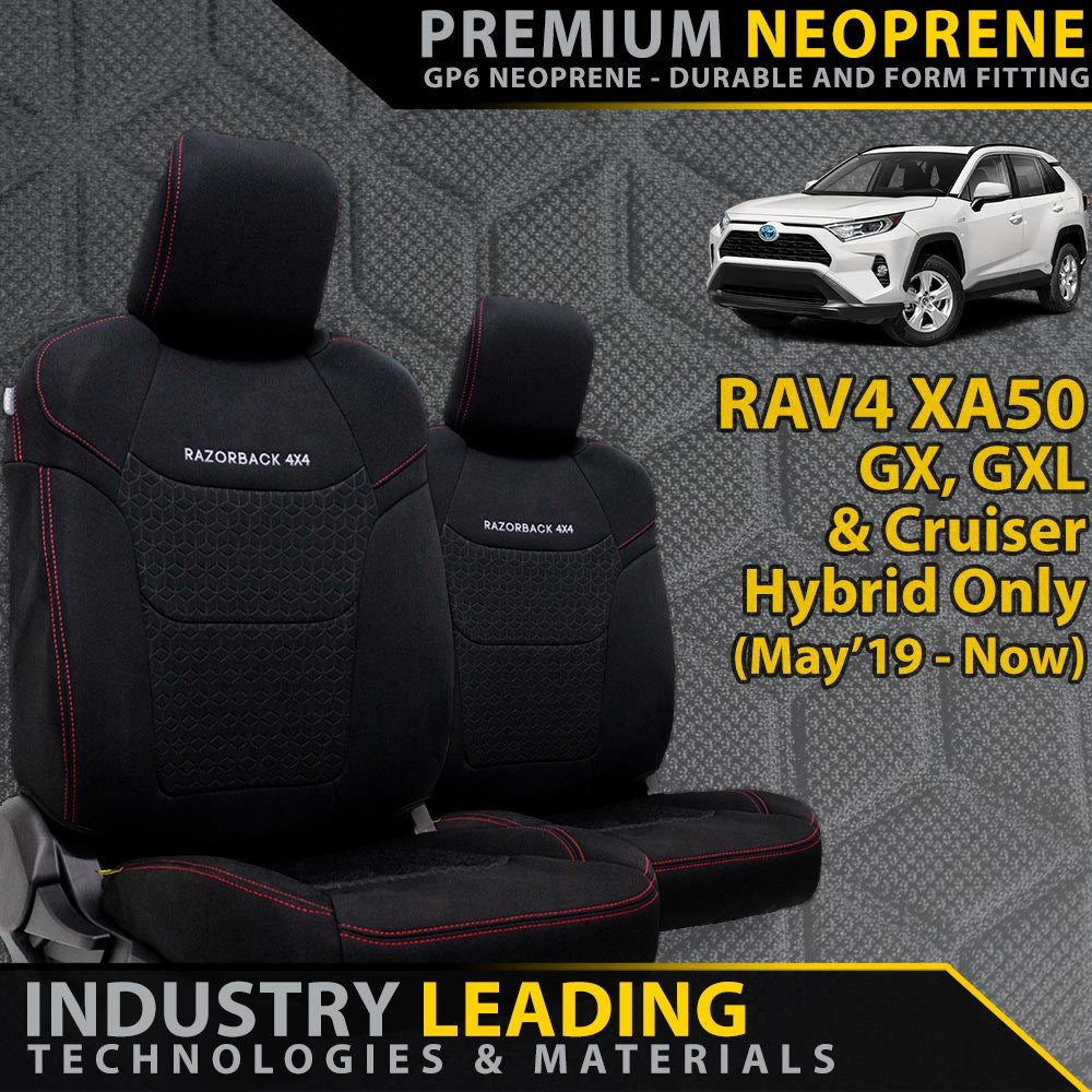 Toyota RAV4 XA50 GX/GXL/Cruiser Hybrid Premium Neoprene 2x Front Row Seat Covers (Made to Order)