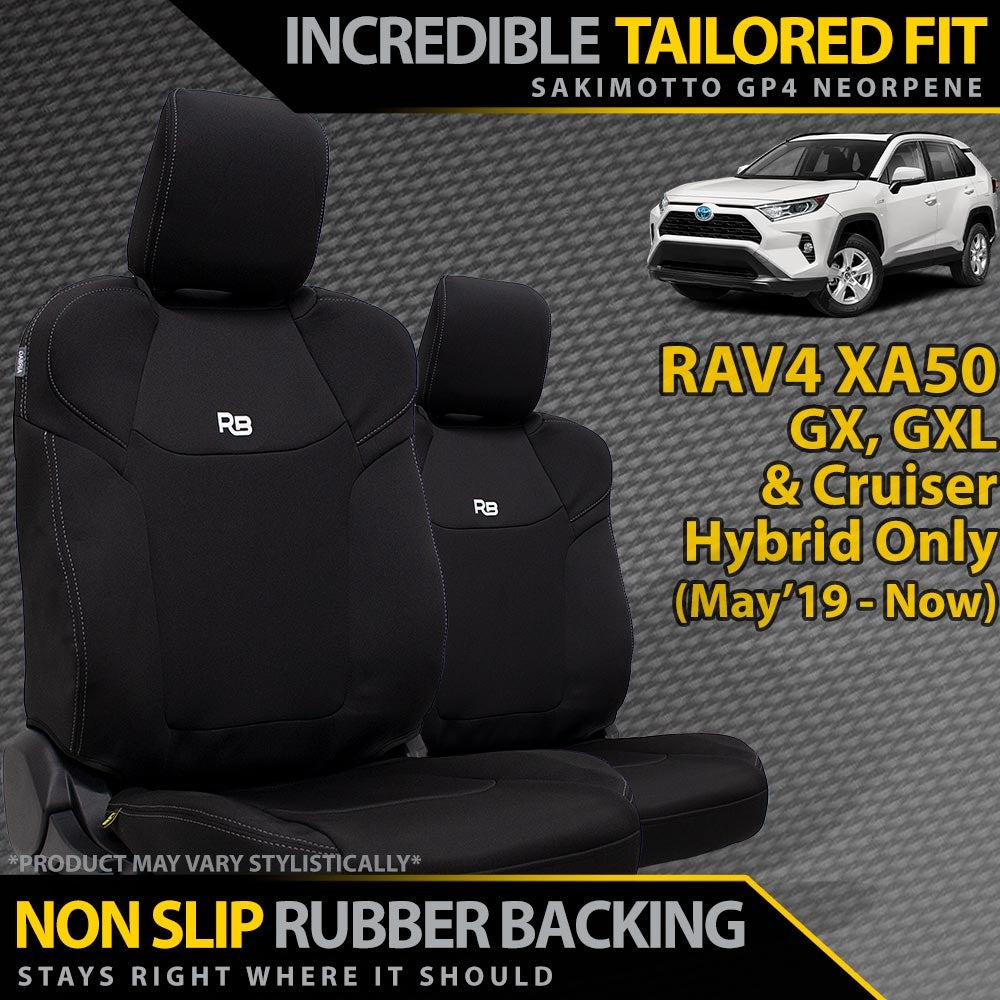 Toyota RAV4 XA50 GX/GXL/Cruiser Hybrid Neoprene 2x Front Row Seat Covers (Made to Order)