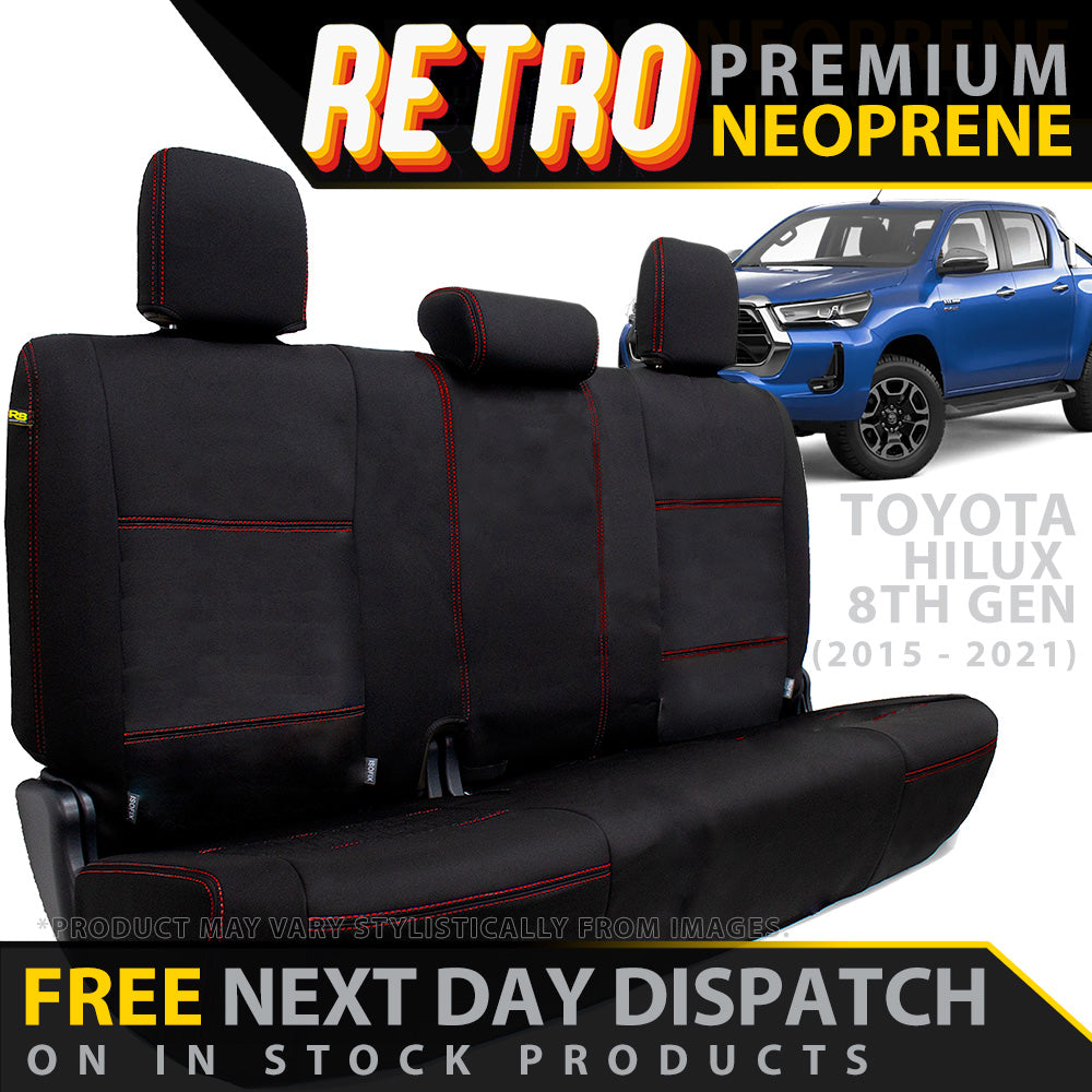 Toyota Hilux 8th Gen Retro Premium Rear Row Seat Covers (In Stock)
