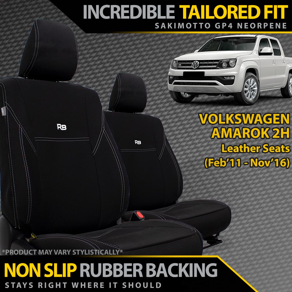 Volkswagen Amarok 2H (Leather Seats) Neoprene 2x Front Row Seat Covers (Made to Order)