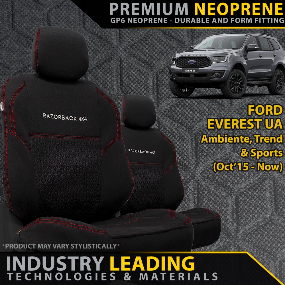 Ford Everest UA Premium Neoprene 2x Front Seat Covers