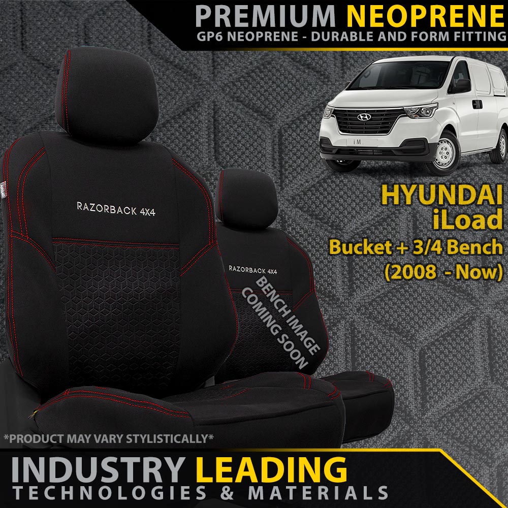 Hyundai iLoad Premium Neoprene Bucket & 3/4 Bench Front Row Seat Covers