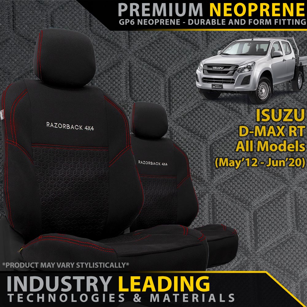 Isuzu D-MAX RT Premium Neoprene 2x Front Seat Covers