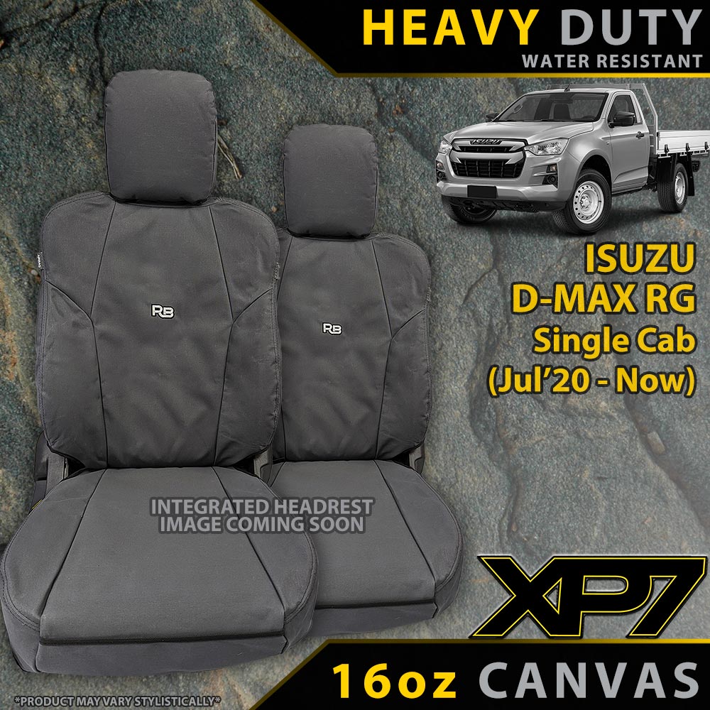 Isuzu D-MAX RG Single Cab Heavy Duty XP7 Canvas 2x Front Seat Covers (Made to Order)