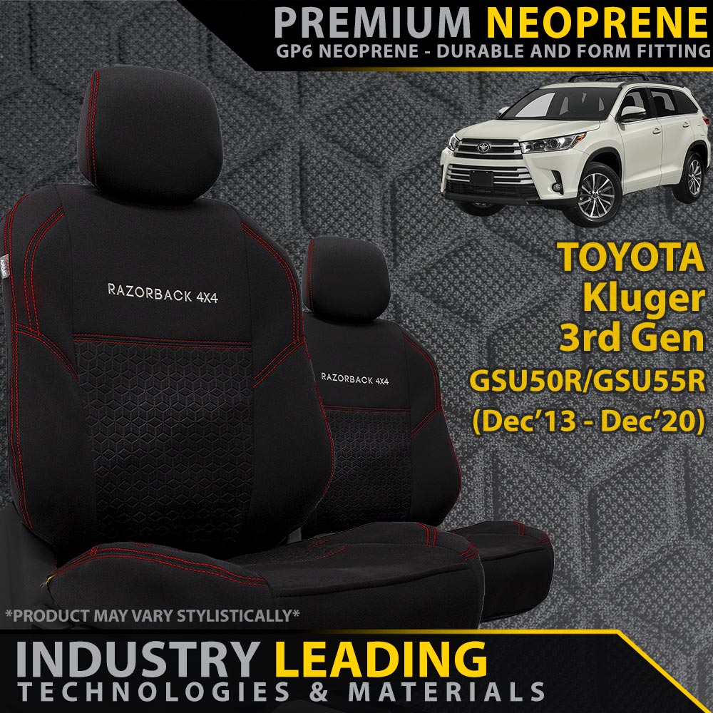 Toyota Kluger Premium Neoprene 2x Front Seat Covers (Made to Order)