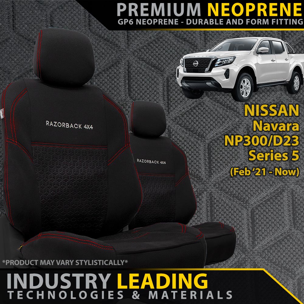 Nissan Navara NP300 Series 5 Premium Neoprene 2x Front Seat Covers