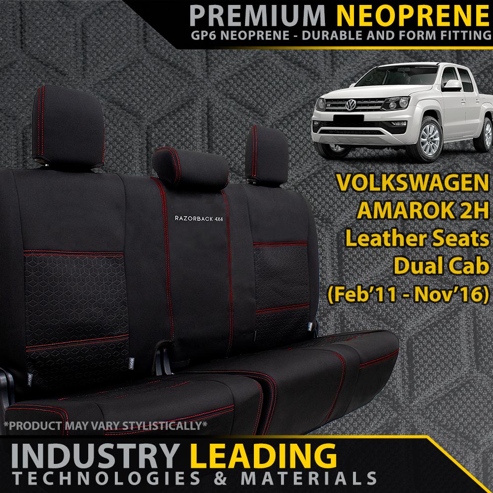 Volkswagen Amarok 2H (Leather Seats) Premium Neoprene Rear Row Seat Covers (Made to Order)